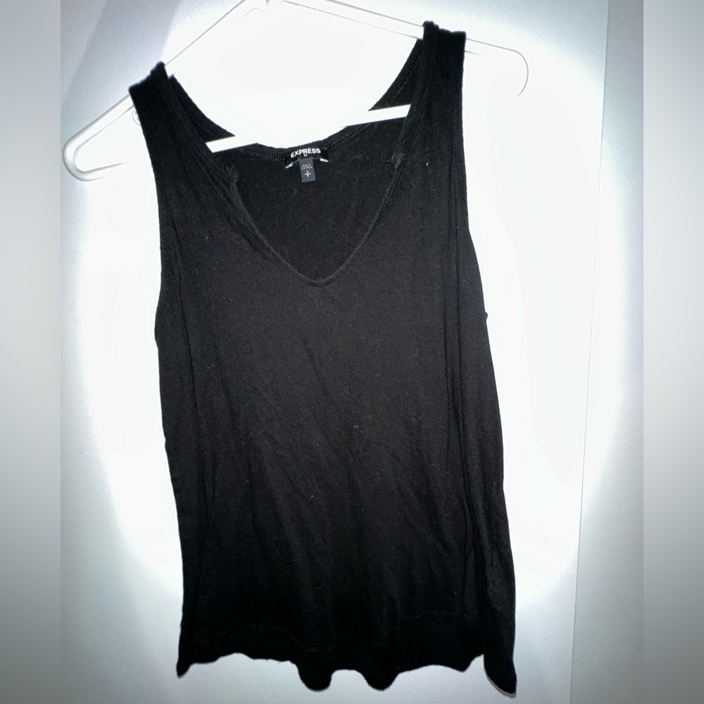 Basic black cotton tank top